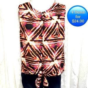 Wild print button down tank with knot SZ S-M
